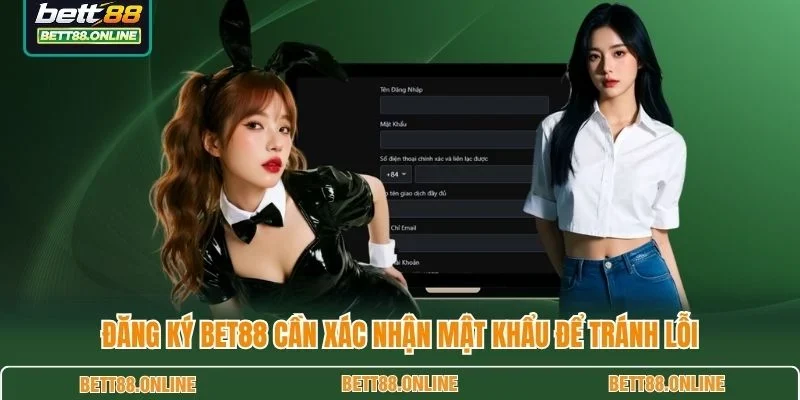 Đăng ký BET88 cần xác nhận mật khẩu để tránh lỗi